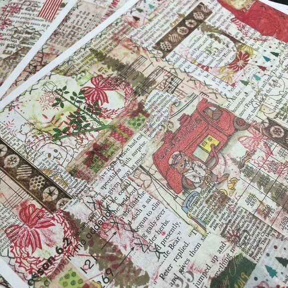 Christmas Junk Journal Ephemera Collage Prints 10 Pages Grunge Look mq - Picture 5 of 12